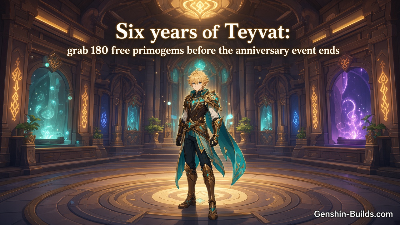 Six years of Teyvat: grab 180 free primogems before the anniversary event ends