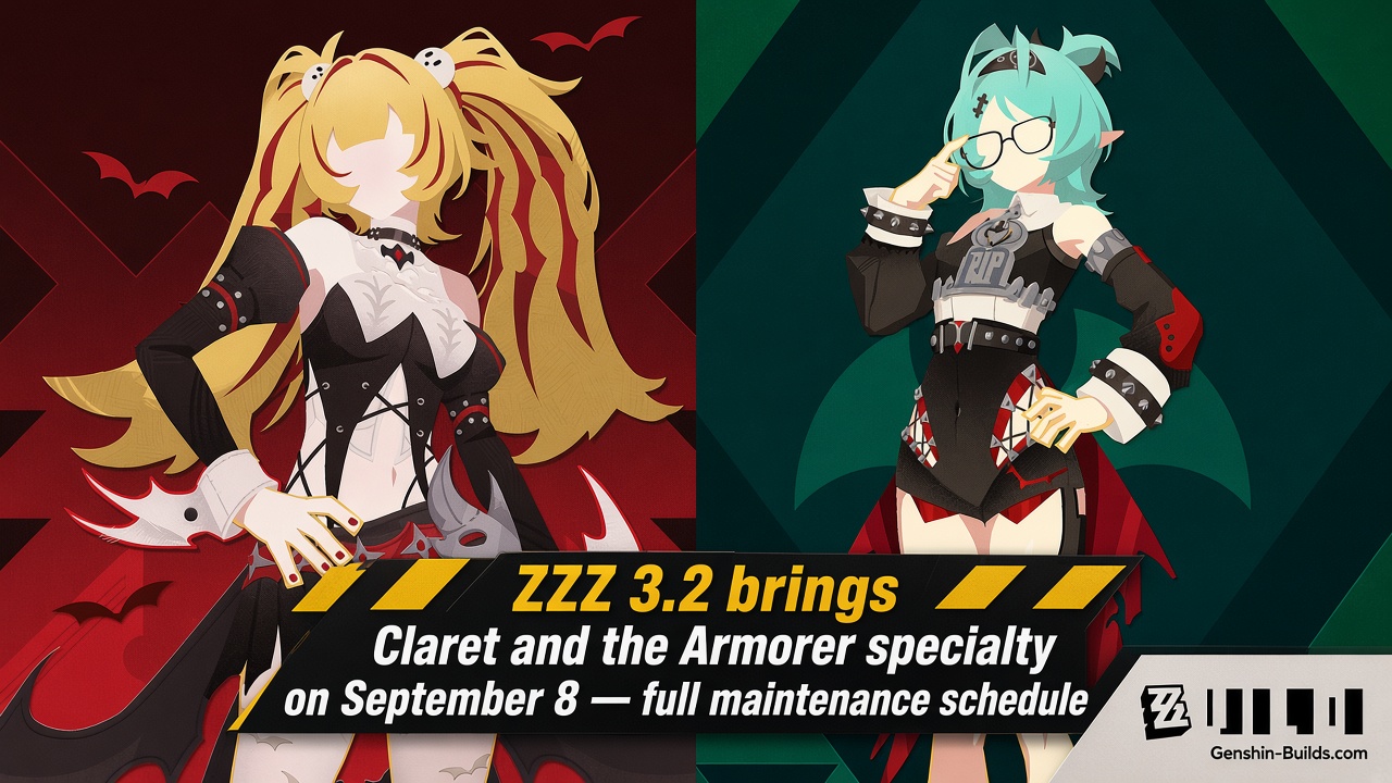 ZZZ 3.2 brings Claret and the Armorer specialty on September 8 — full maintenance schedule